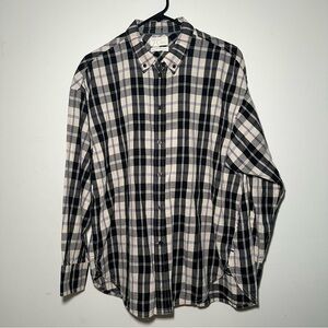 J. Crew Black and Cream Plaid Button-Down Shirt Size 14